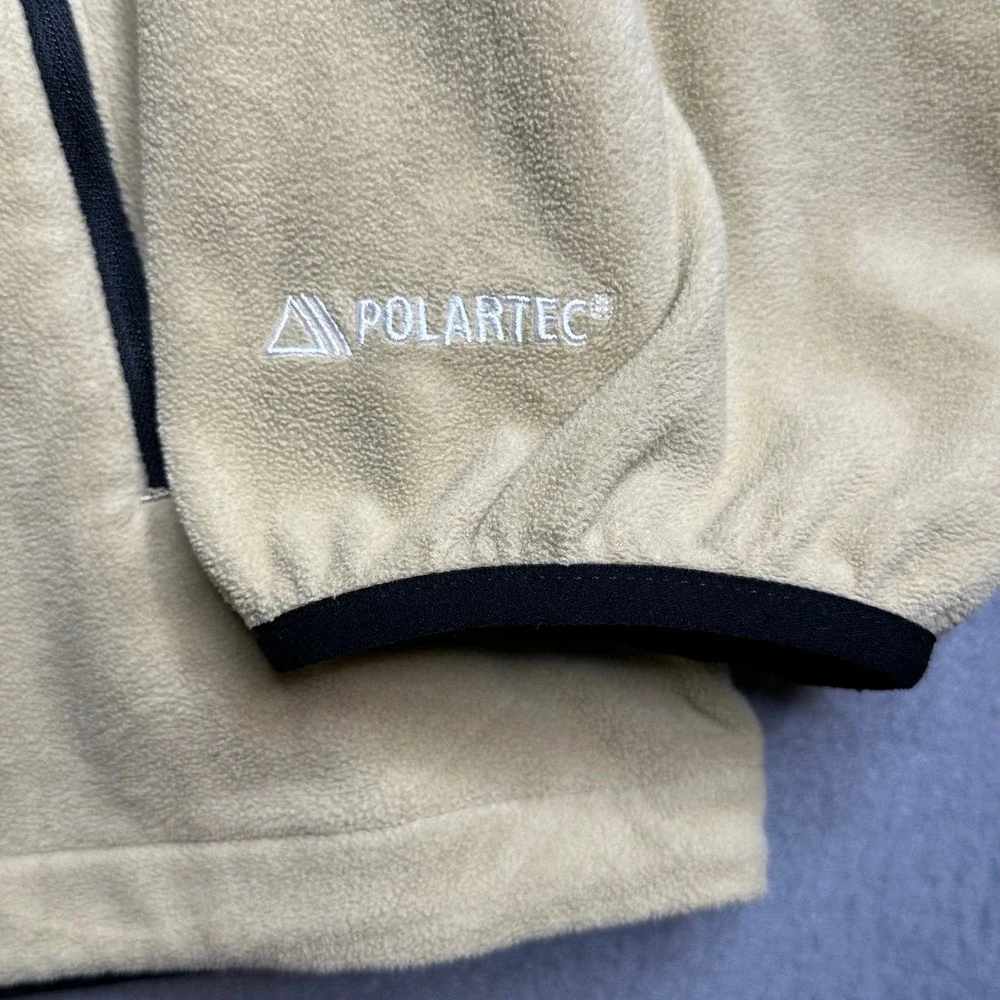 The North Face Polartec Fleece Jacket XXL Tan Black‎ Full Zip Circular Design